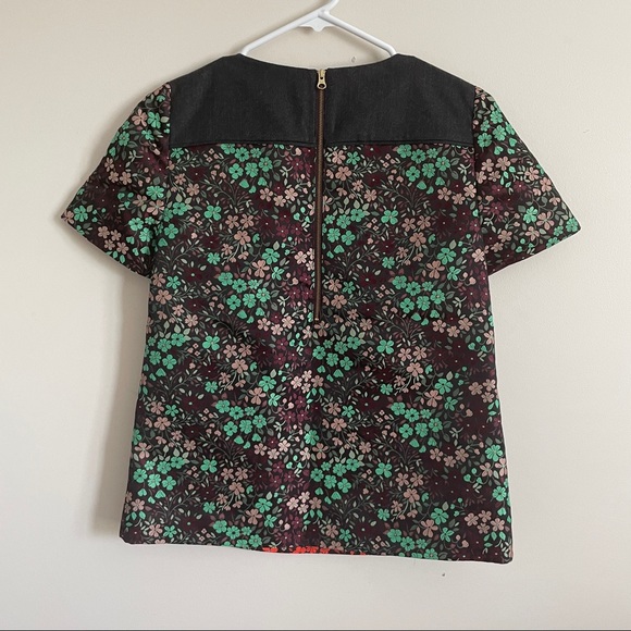 J. Crew Collection Wool Blend Floral Jacquard Top Size 2 - Picture 3 of 5